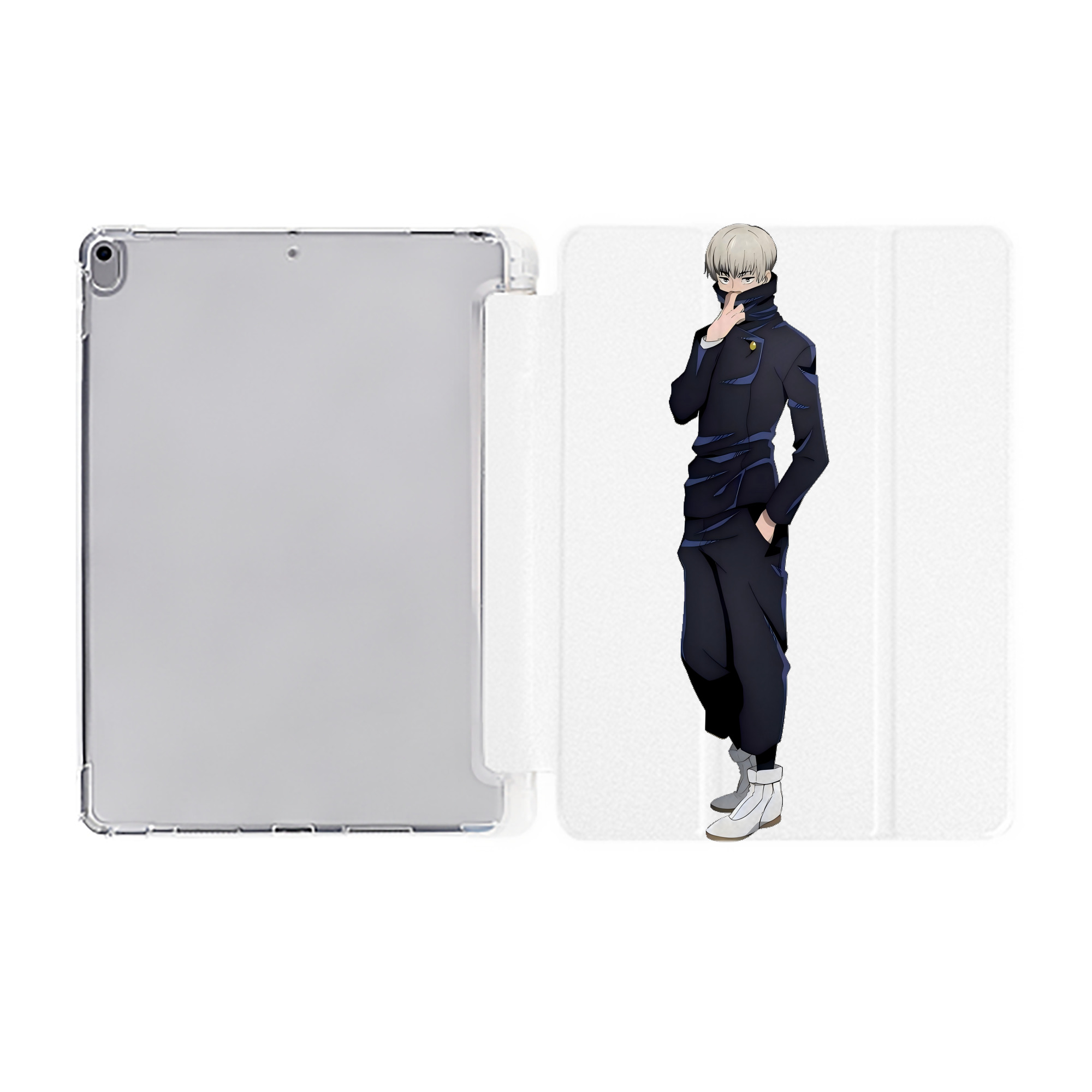 （画像用） 呪術廻戦 Jujutsu Kaisen IPad ケース ペン収納付き 三つ折りスタンド PUレザー×シリコン 対応機種9.5/10.5/10.9インチ